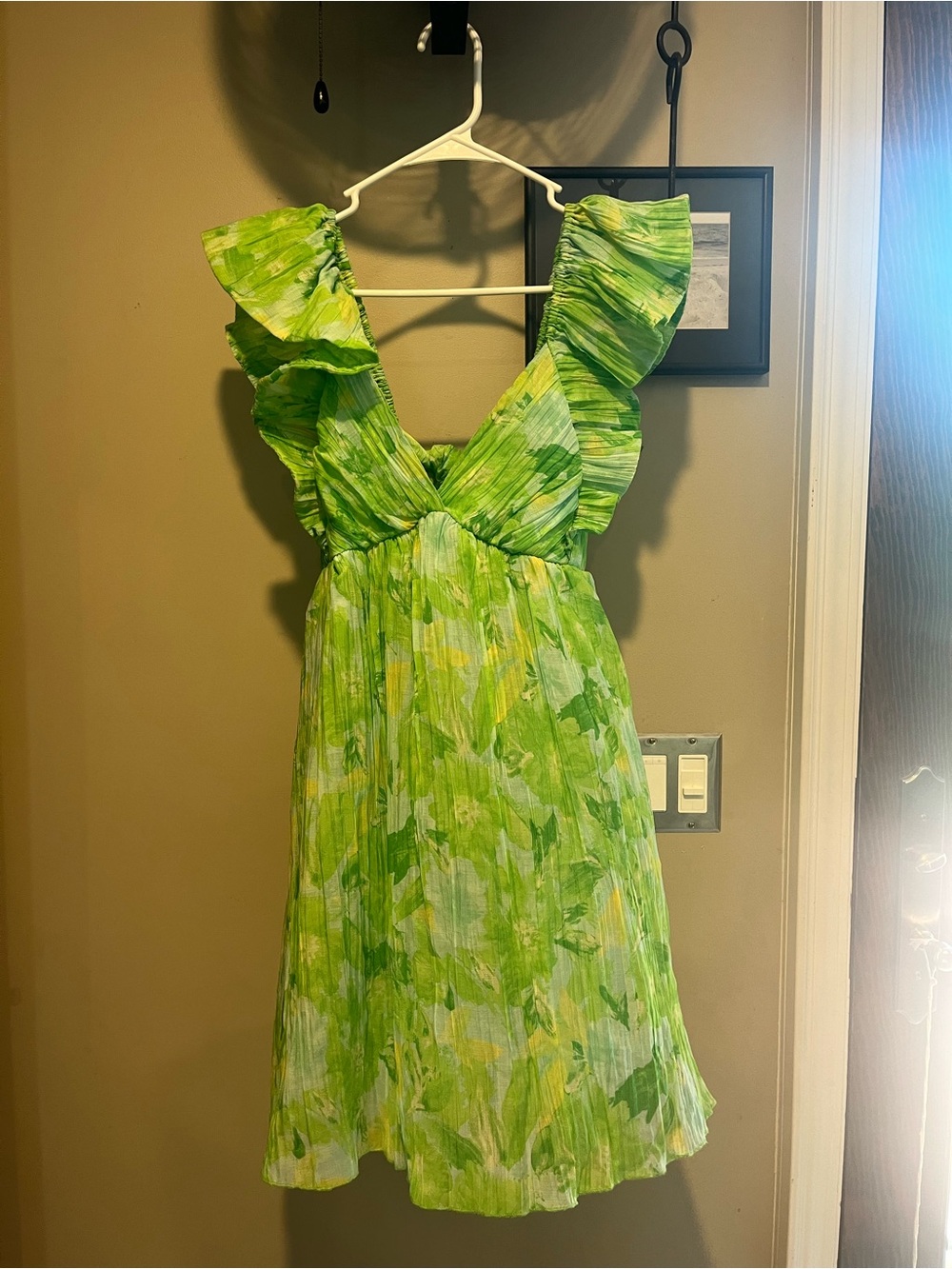 Green Floral mini dress